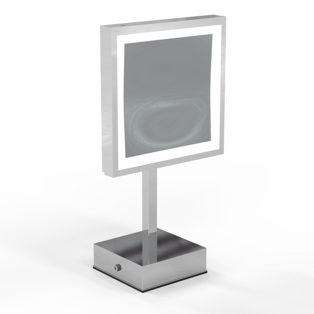 713 - Rechargeable Single-Sided LED Square Freestanding Mirror - THE BRIE