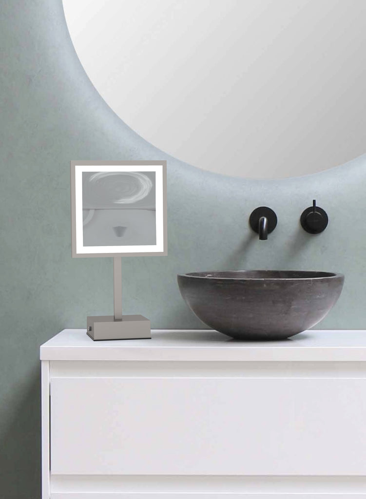 712 - LED Lighted 3x Magnified Single-Sided Freestanding Mirror, Plug-In - THE HELEN