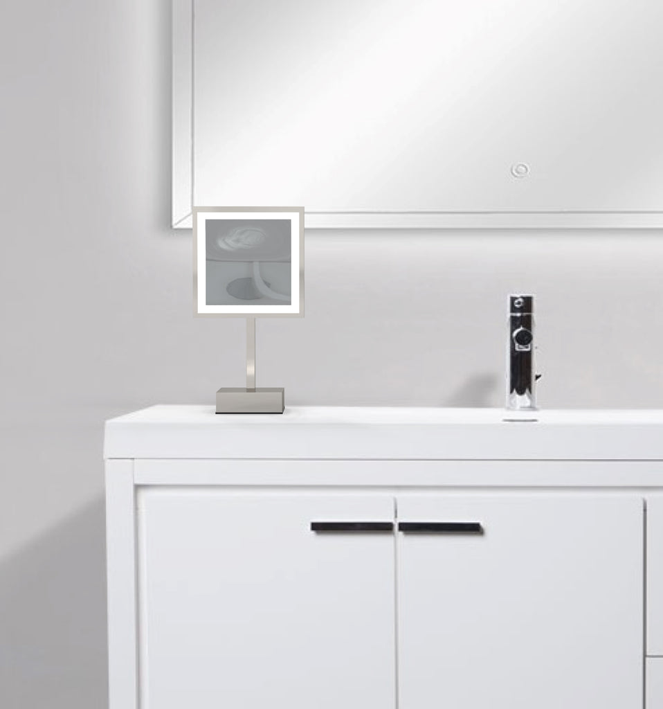 712 - LED Lighted 3x Magnified Single-Sided Freestanding Mirror, Plug-In - THE HELEN