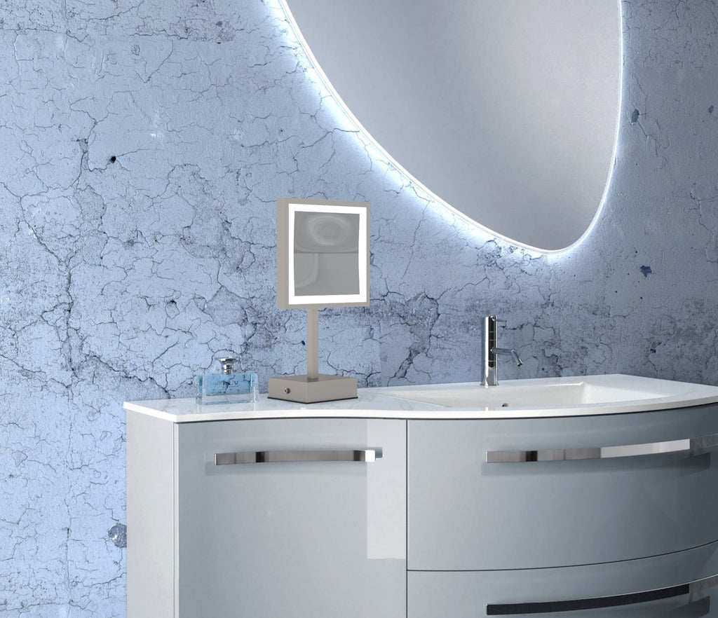 712 - LED Lighted 3x Magnified Single-Sided Freestanding Mirror, Plug-In - THE HELEN