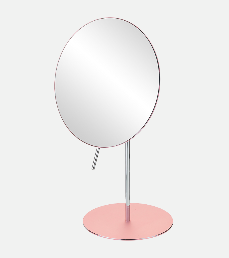 Round single-sided 3X magnifying non-lighted freestanding mirror