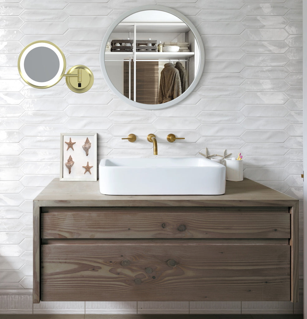 944 - LED Lighted 5x Magnified Single-Sided Wall Mirror - THE JOAN