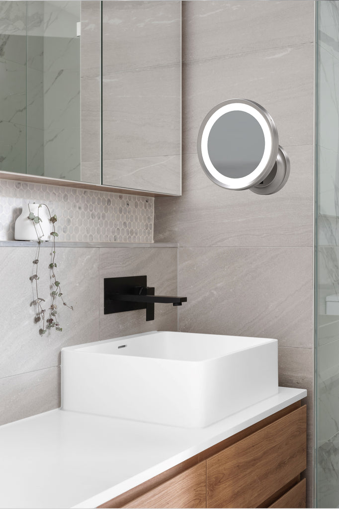 944 - LED Lighted 5x Magnified Single-Sided Wall Mirror - THE JOAN