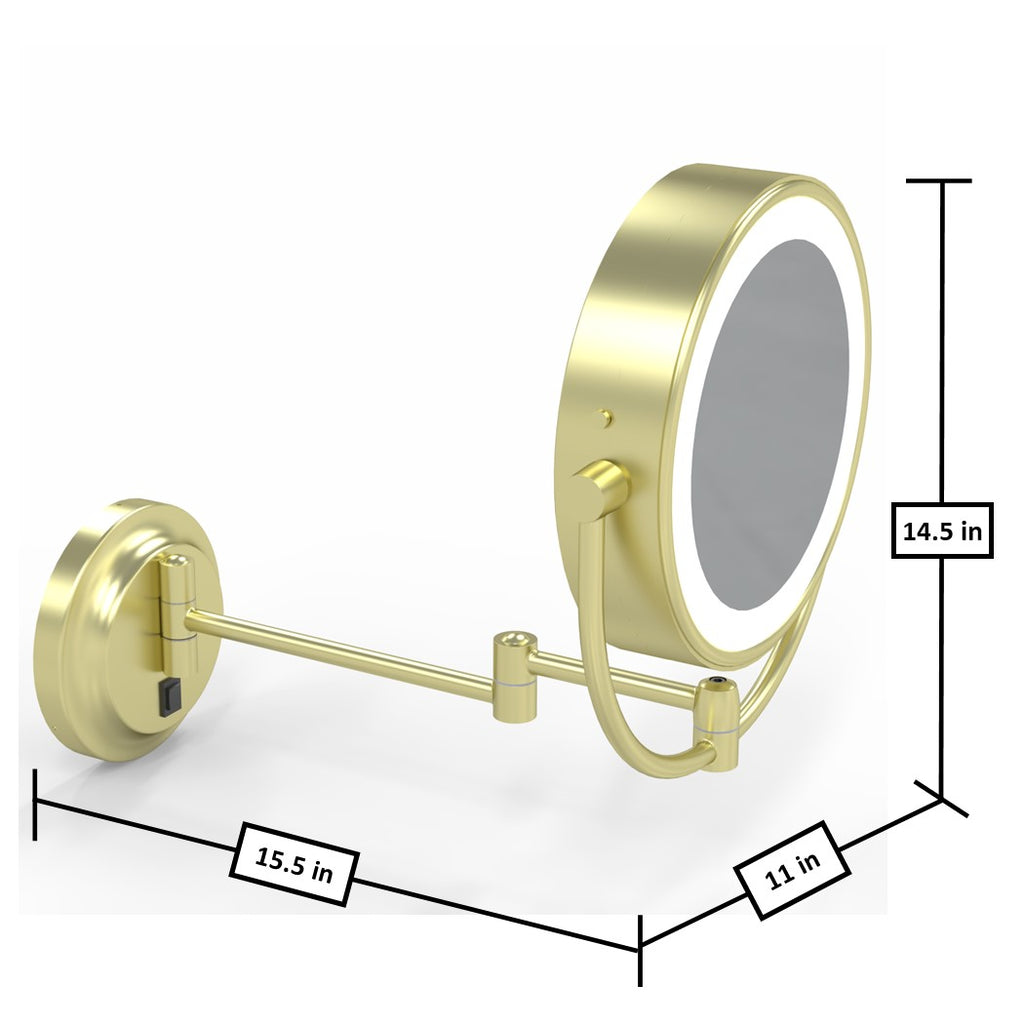 LED Lighted 5x/1x Magnified Arm Wall Mirror - THE MERYL
