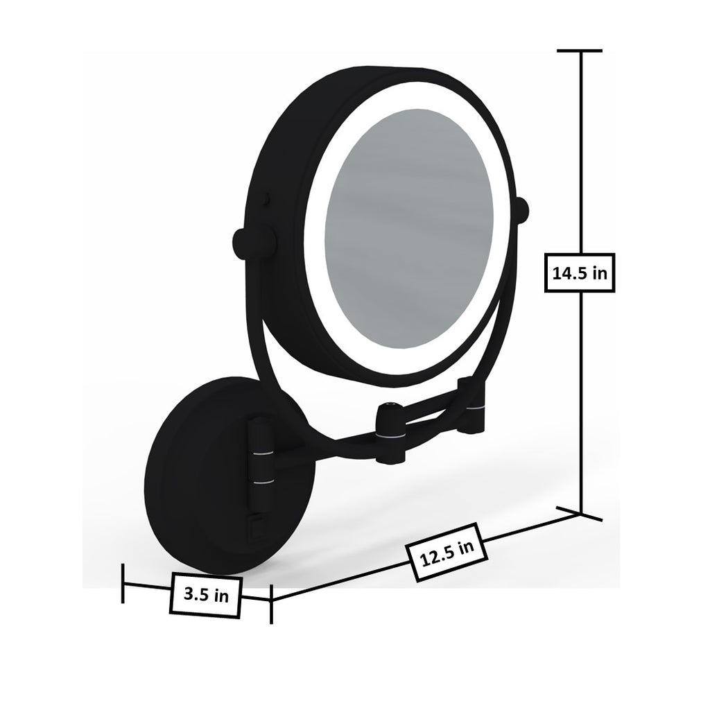 LED Lighted 5x/1x Magnified Arm Wall Mirror - THE MERYL