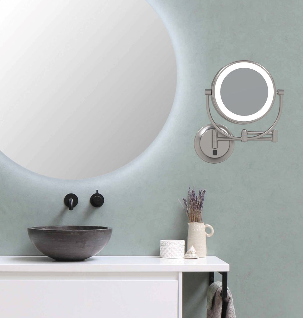 LED Lighted 5x/1x Magnified Arm Wall Mirror - THE MERYL